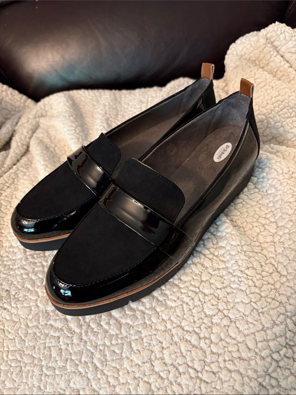 Dr. Scholls Black Patent Leather Slip-On Loafers - Polished Shoes 8M Women’s